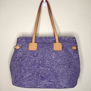 Dooney & Bourke Blue White Swirl Logo Tote Bag
